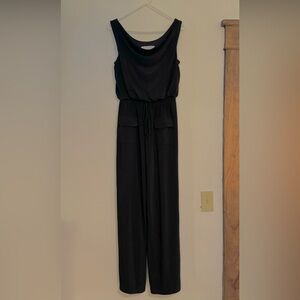 Black cinched waist jumpsuit